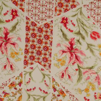 Viskose Satin rot-bunt